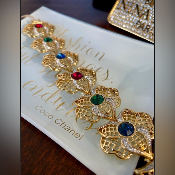 Vintage NWT! Nina Ricci Bracelet with Jewel Tone Crystals - Picture 5 of 7